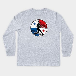 Panama Flag Baseball Hitter Italy Baseball Fan Panama Kids Long Sleeve T-Shirt